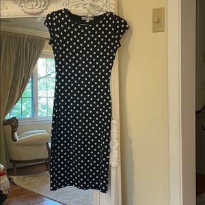 Black and white polkadot midi dress